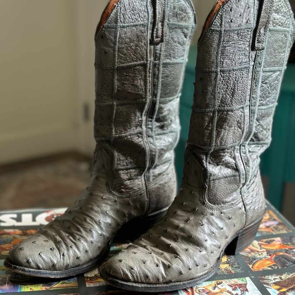 Vintage Nocona 100% Ostrich leather cowboy boots